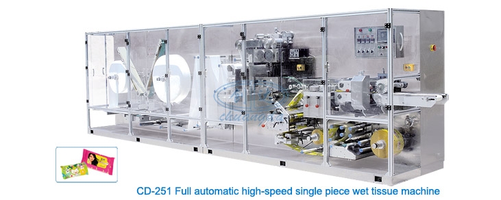 آلة تصنيع المنشفة الرطبة الأوتوماتيكية بقطعة واحدة ذات السرعة العالية CD-251